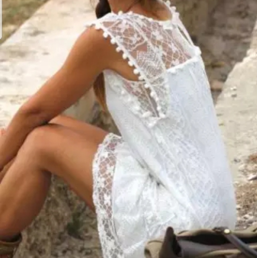 Boho Lace Pom Pom Mini Hippie Bohemian Gypsy - Picture 6 of 7